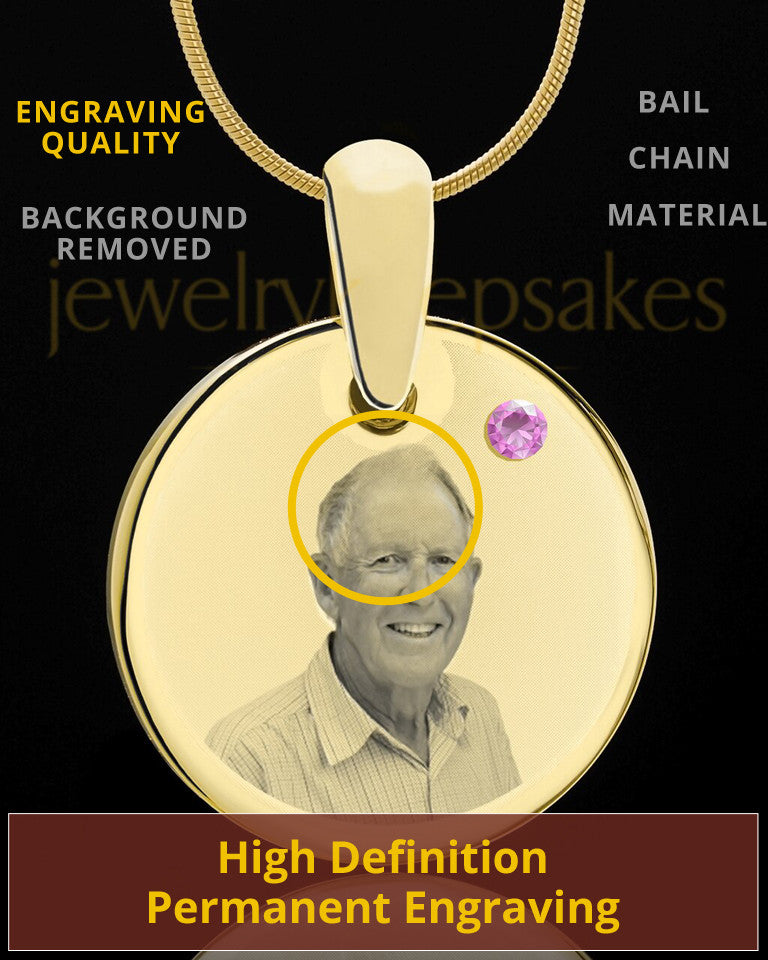 June Birthstone Gold Photo Round Pendant