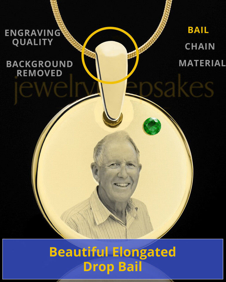 May Birthstone Gold Photo Round Pendant
