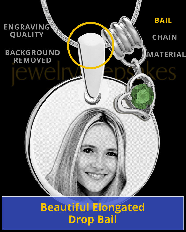 May Photo Engraved Round Pendant Stainless Steel