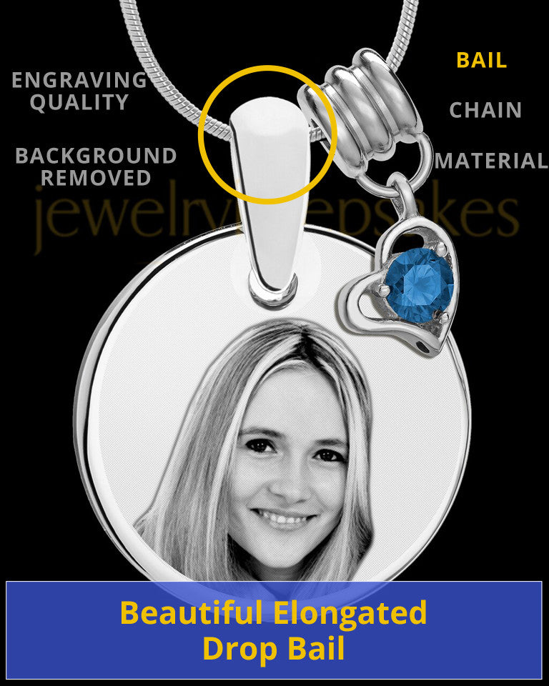 September Photo Engraved Round Pendant Stainless Steel