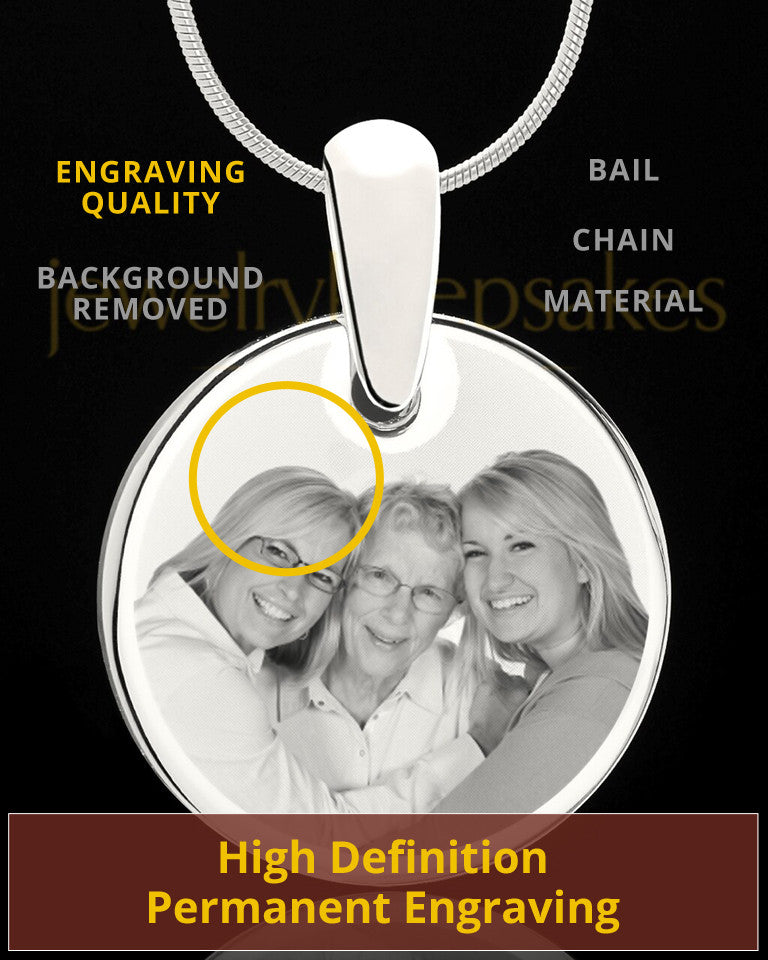 Custom Photo Engraved Round Pendant Stainless Steel With Engraving