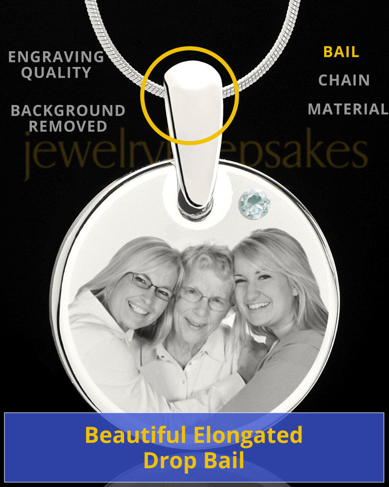 April Round Birthstone Stainless Steel Photo Pendant