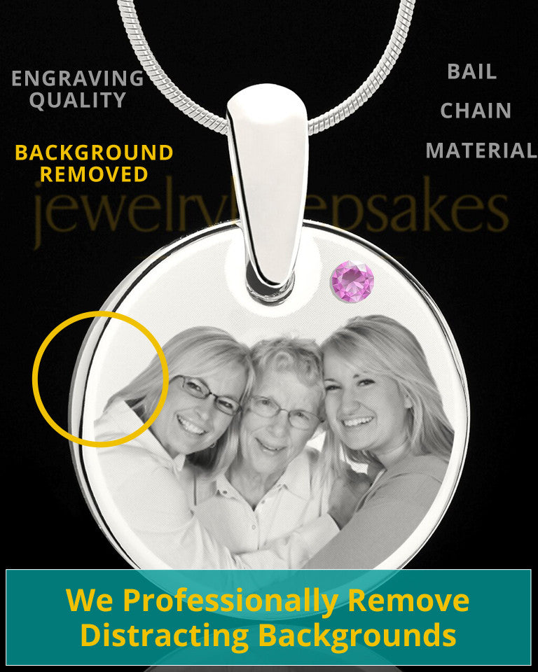 June Round Birthstone Stainless Steel Photo Pendant