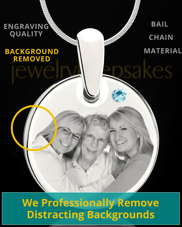 March Round Birthstone Stainless Steel Photo Pendant