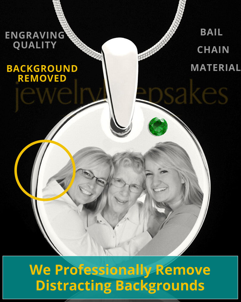 May Round Birthstone Stainless Steel Photo Pendant