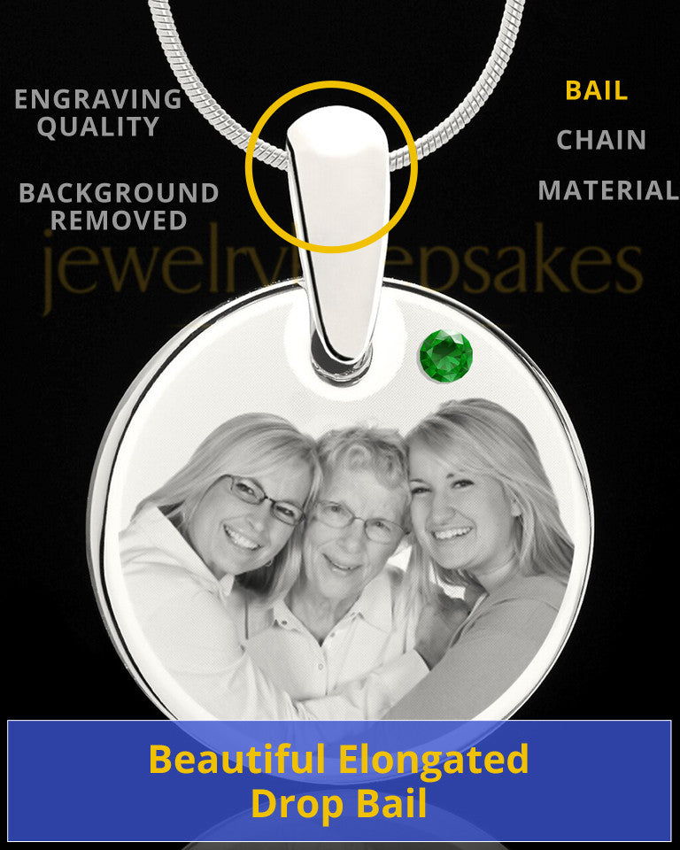 May Round Birthstone Stainless Steel Photo Pendant