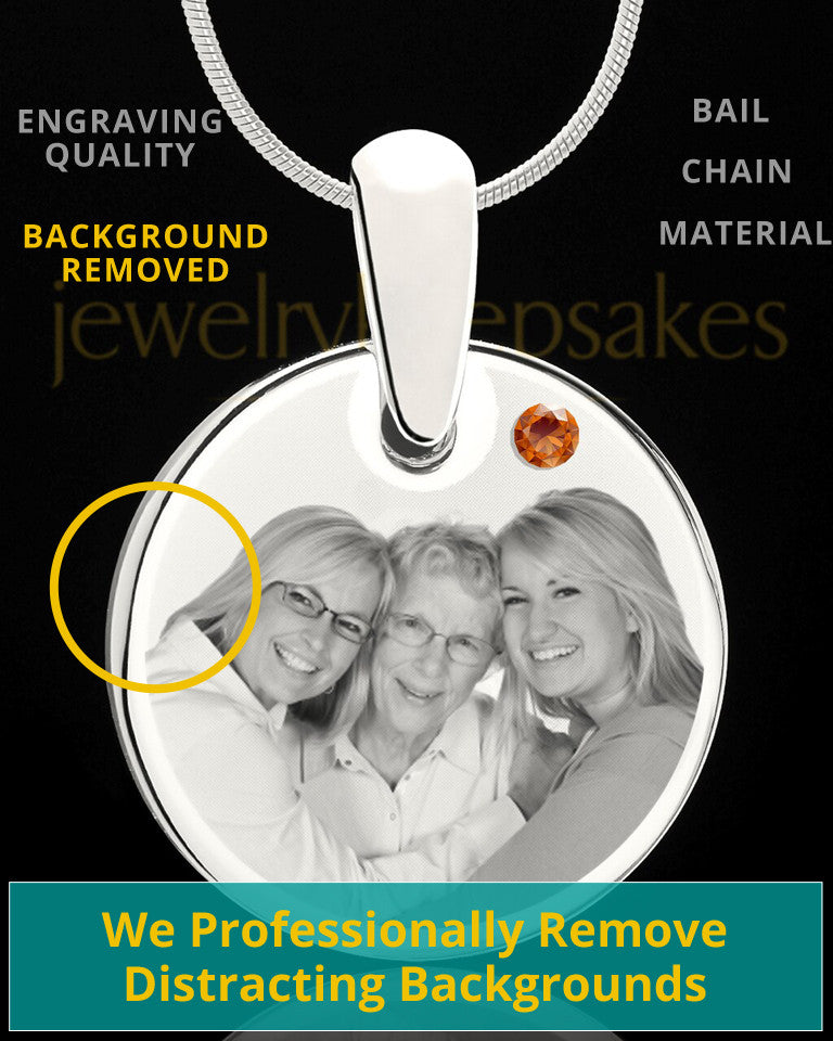 November Round Birthstone Stainless Steel Photo Pendant