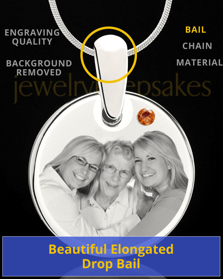November Round Birthstone Stainless Steel Photo Pendant