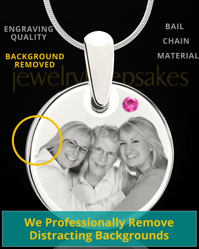 October Round Birthstone Stainless Steel Photo Pendant