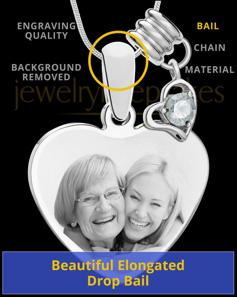 April Stainless Steel Memories Heart-Shaped Photo Engraved Pendant