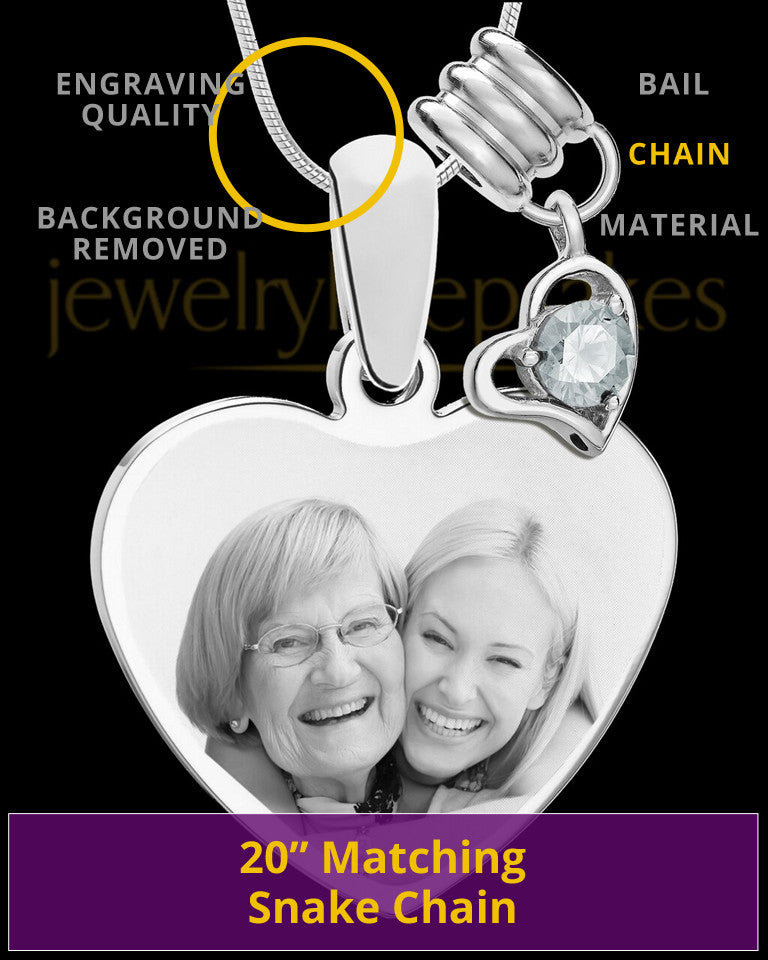 April Stainless Steel Memories Heart-Shaped Photo Engraved Pendant