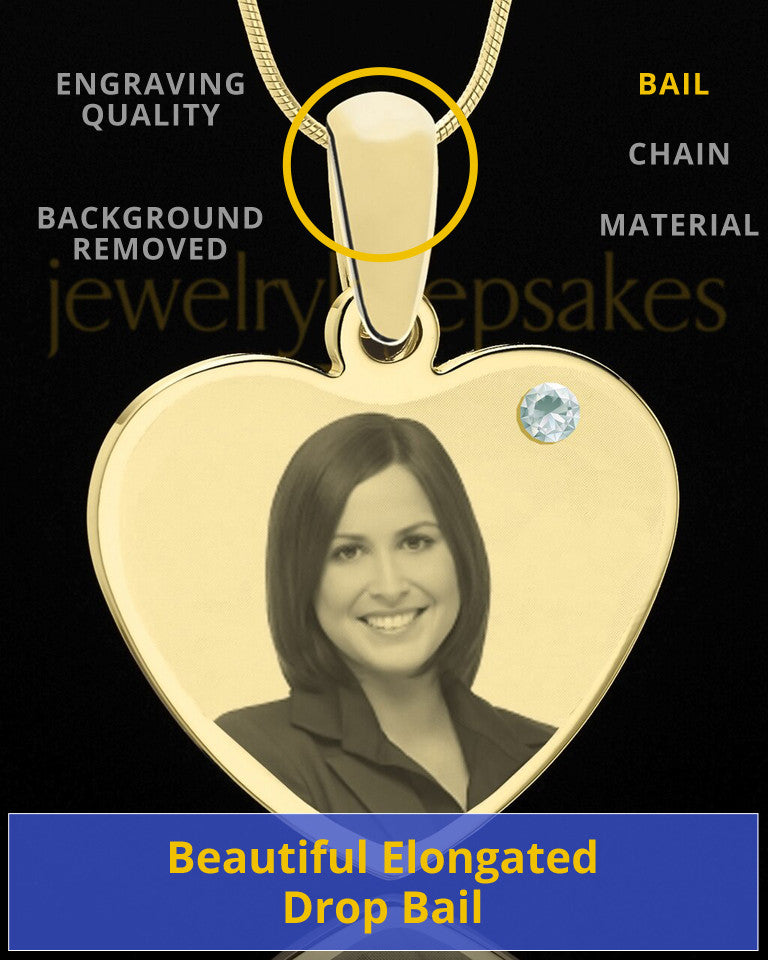 April Gold Heart Photo Engraved Pendant