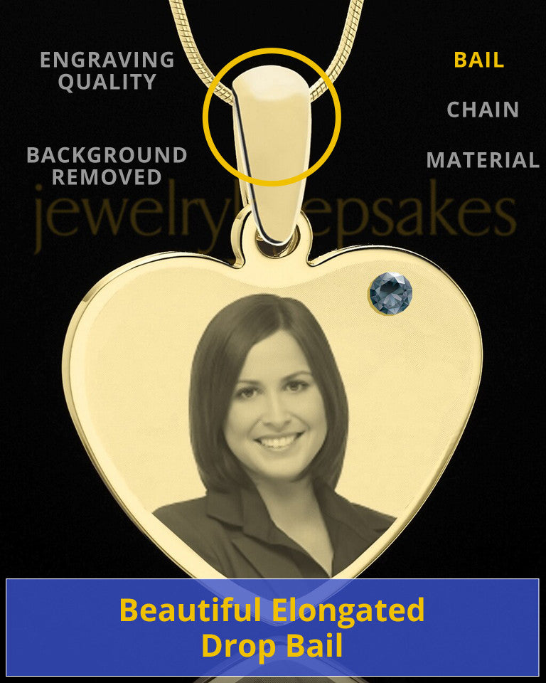 December Gold Heart Photo Engraved Pendant