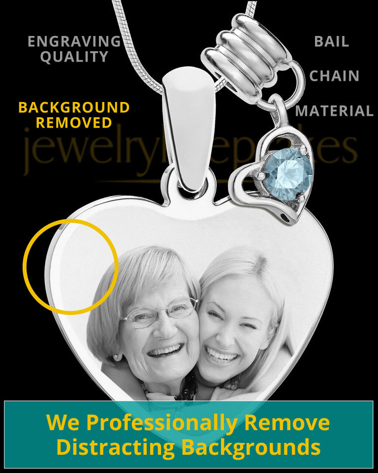 March Stainless Steel Memories Heart-Shaped Photo Engraved Pendant