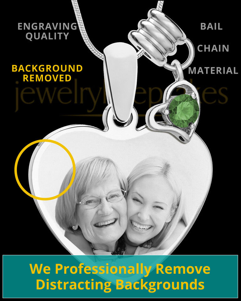 May Stainless Steel Memories Heart-Shaped Photo Engraved Pendant