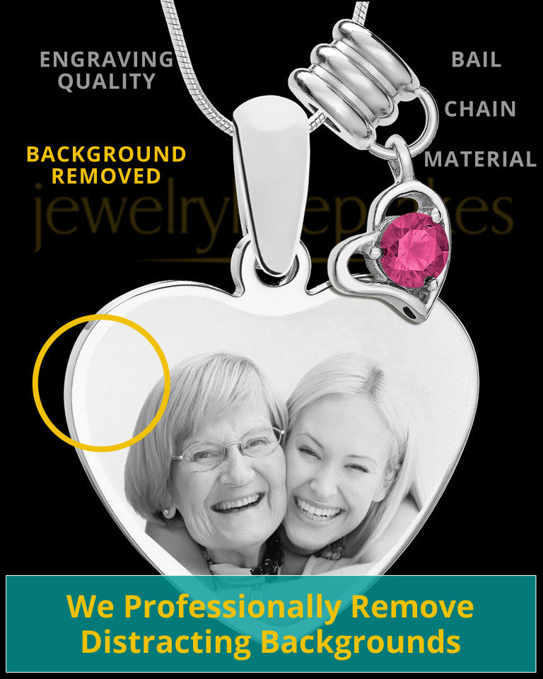 October Stainless Steel Memories Heart-Shaped Photo Engraved Pendant
