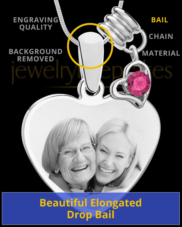 October Stainless Steel Memories Heart-Shaped Photo Engraved Pendant