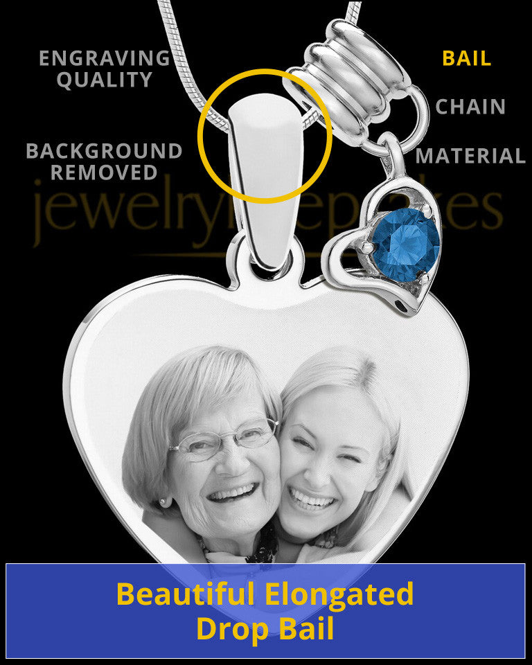 September Stainless Steel Memories Heart-Shaped Photo Engraved Pendant