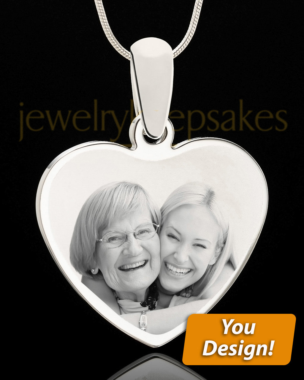 Personalized Engraved Heart Photo Pendant Necklace In Stainless Steel