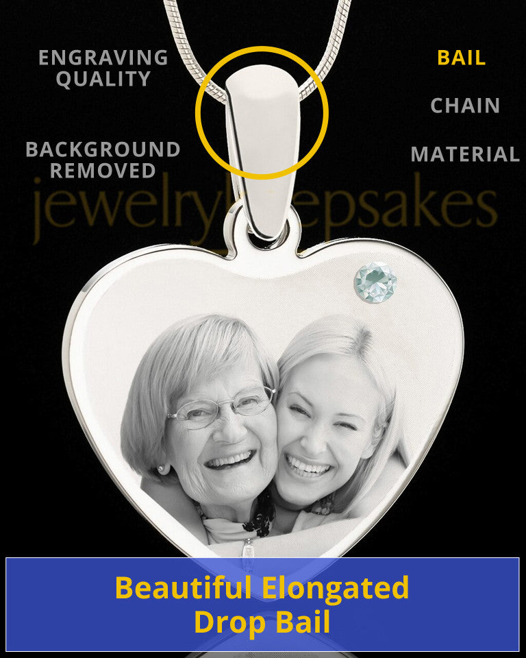 April Stainless Steel Memories Heart Photo Pendant