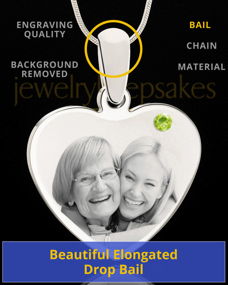 August Stainless Steel Memories Heart Photo Pendant