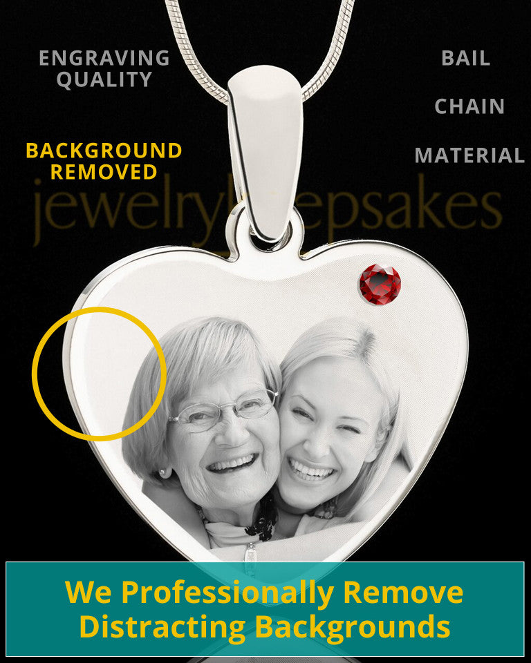 January Stainless Steel Memories Heart Photo Pendant
