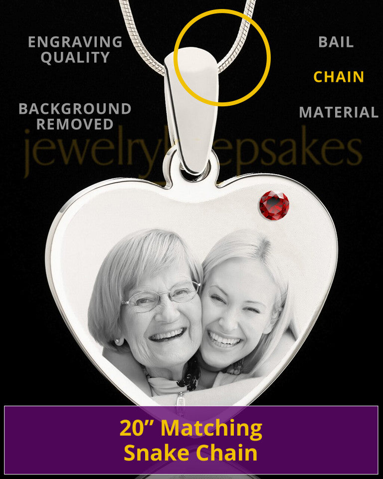 January Stainless Steel Memories Heart Photo Pendant