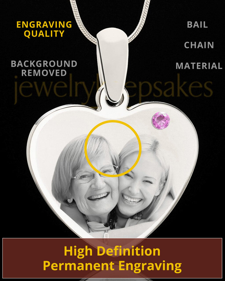 June Stainless Steel Memories Heart Photo Pendant