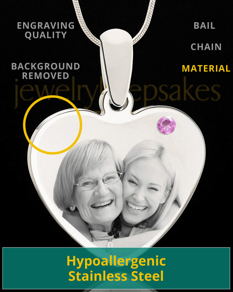 June Stainless Steel Memories Heart Photo Pendant