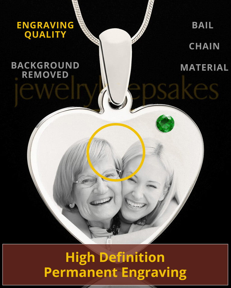 May Stainless Steel Memories Heart Photo Pendant
