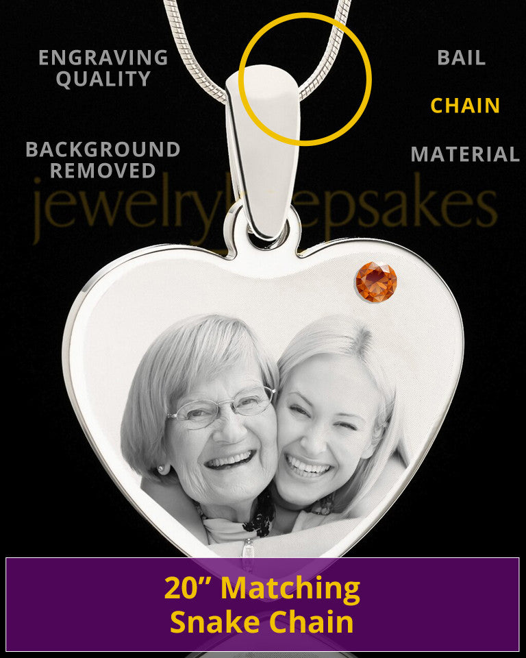 November Stainless Steel Memories Heart Photo Pendant