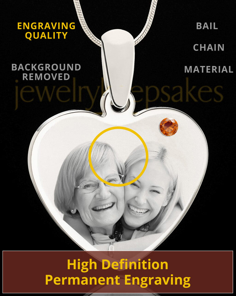 November Stainless Steel Memories Heart Photo Pendant