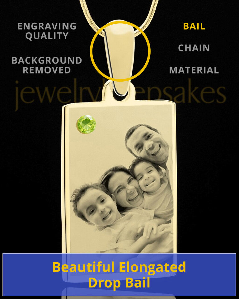 August Rectangle Gold Plated Photo Engraved Pendant