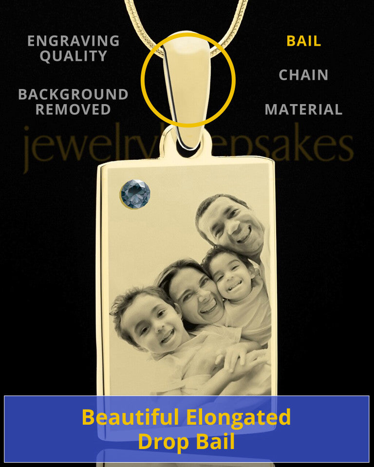 December Rectangle Gold Plated Photo Engraved Pendant