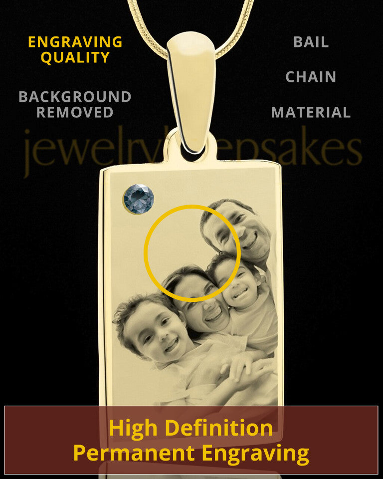 December Rectangle Gold Plated Photo Engraved Pendant