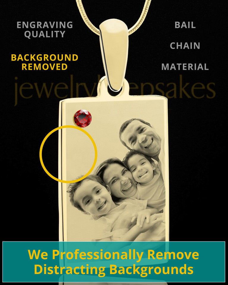 January Rectangle Gold Plated Photo Engraved Pendant
