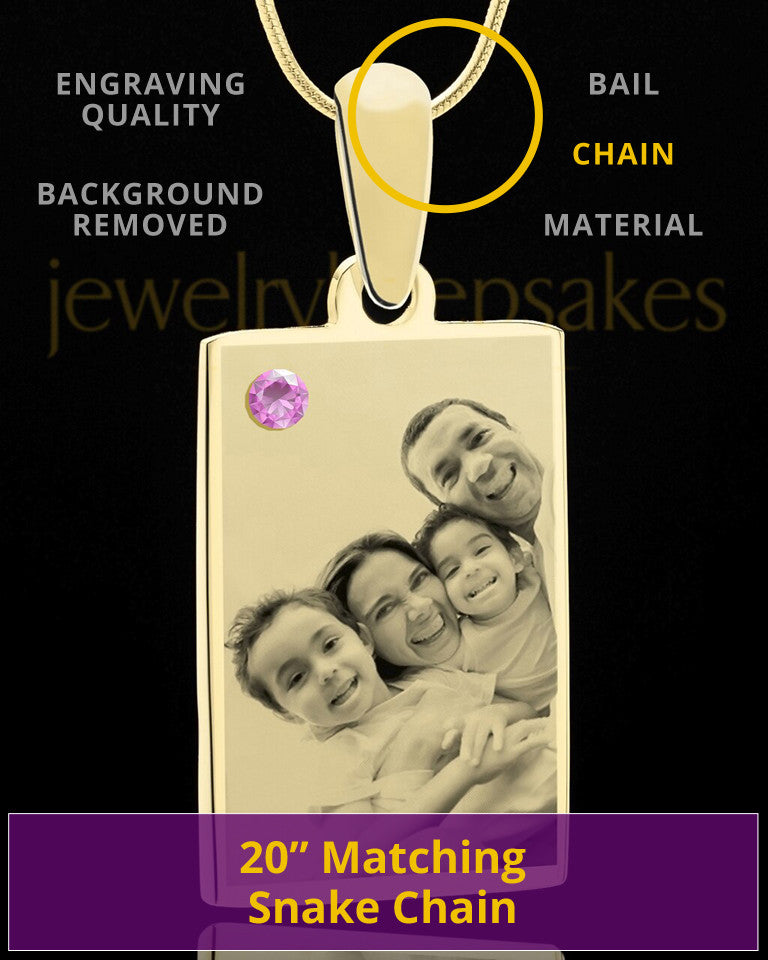 June Rectangle Gold Plated Photo Engraved Pendant