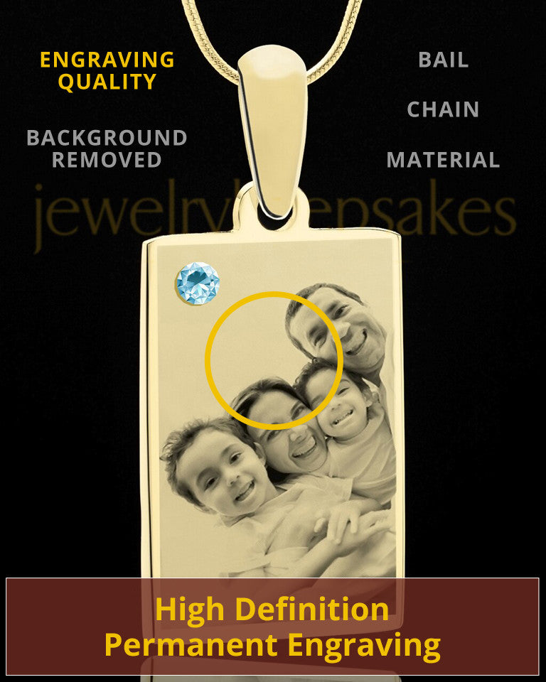 March Rectangle Gold Plated Photo Engraved Pendant