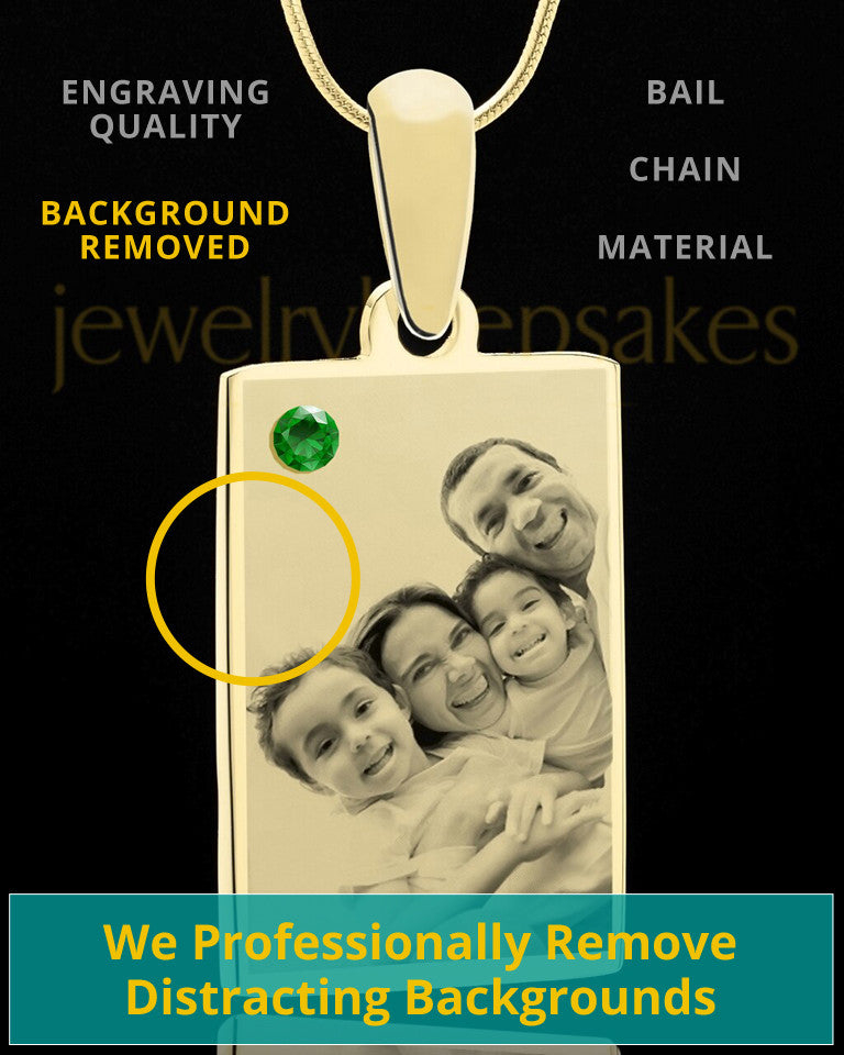 May Rectangle Gold Plated Photo Engraved Pendant
