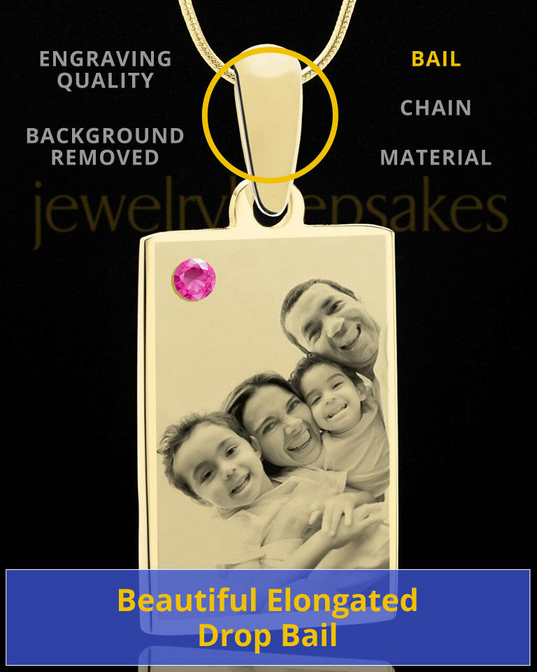 October Rectangle Gold Plated Photo Engraved Pendant
