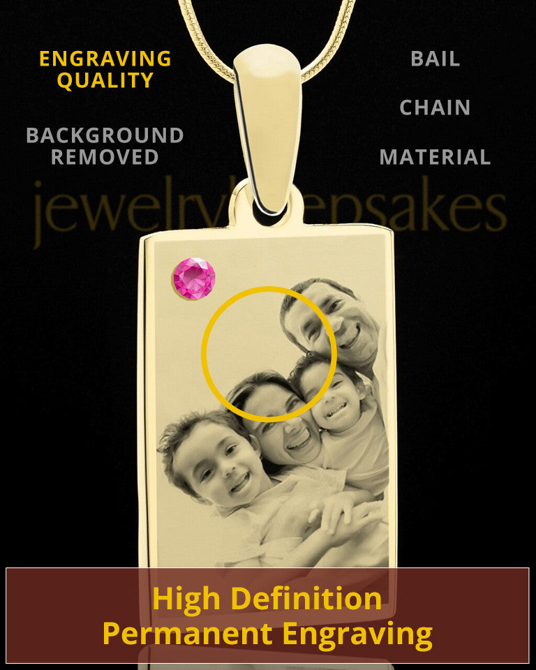 October Rectangle Gold Plated Photo Engraved Pendant