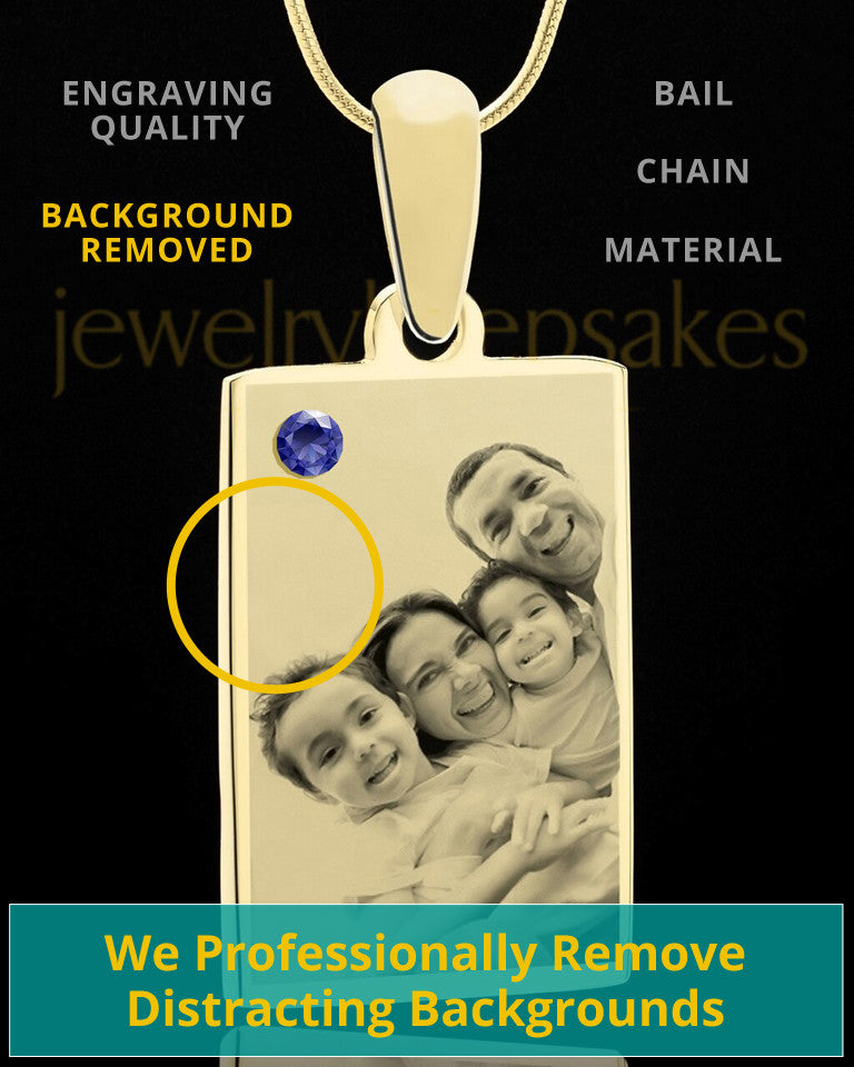 September Rectangle Gold Plated Photo Engraved Pendant