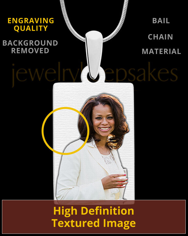 Photo Engraved Full Color Rectangle Pendant Stainless Steel