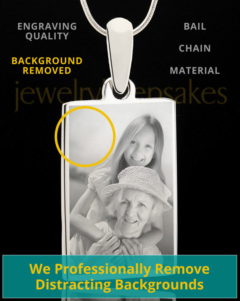 Custom Photo Engraved Rectangle Pendant Necklace Stainless Steel