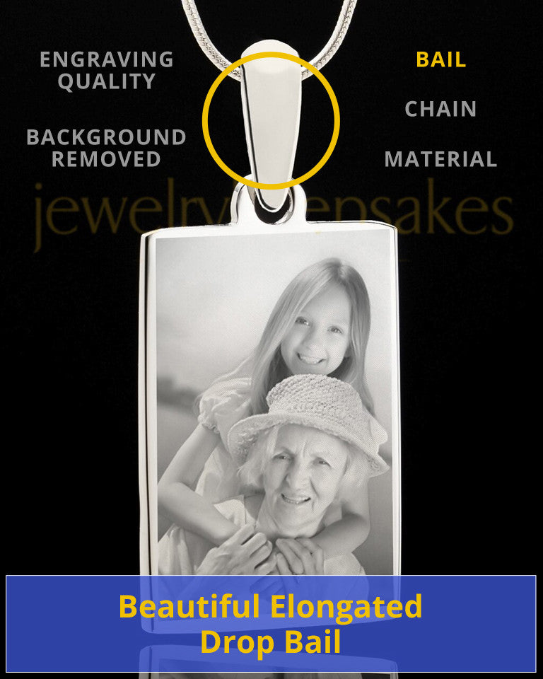 Custom Photo Engraved Rectangle Pendant Necklace Stainless Steel