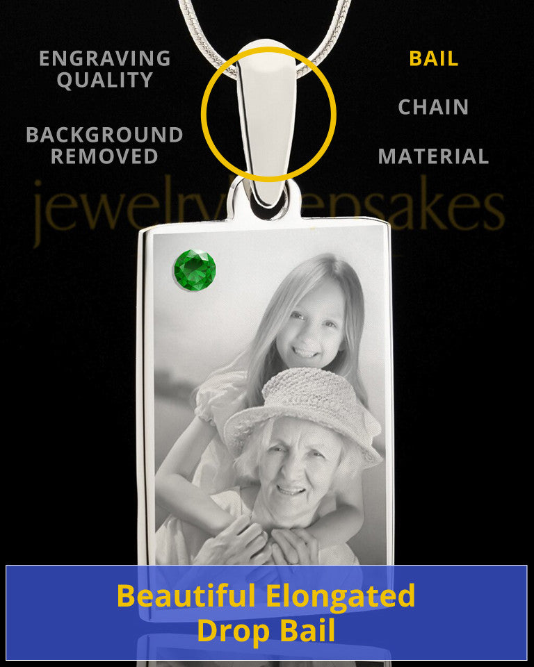 Photo Engraved May Birthstone Rectangle Pendant