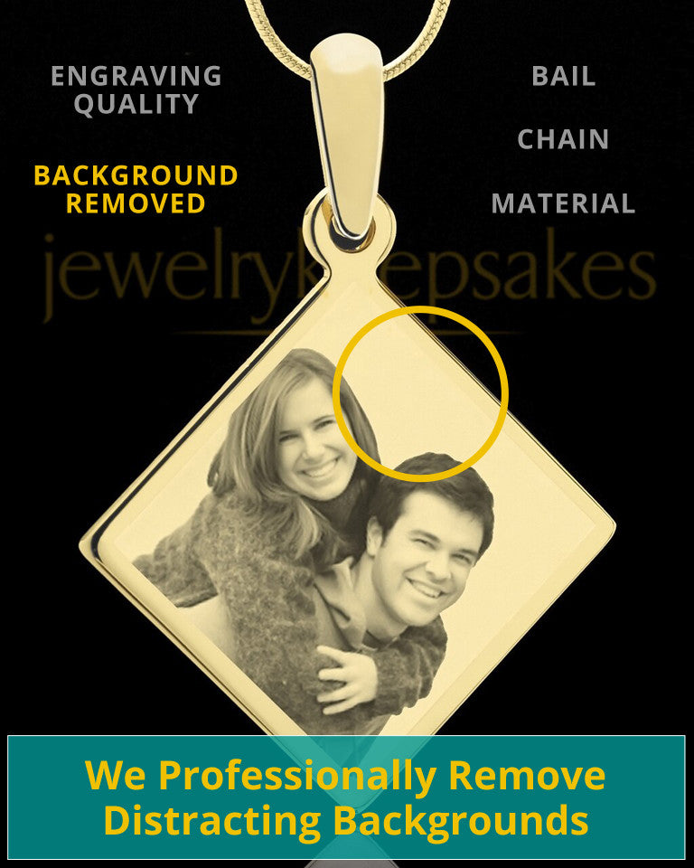 Photo Engraved Diamond Pendant Gold Plated on Stainless