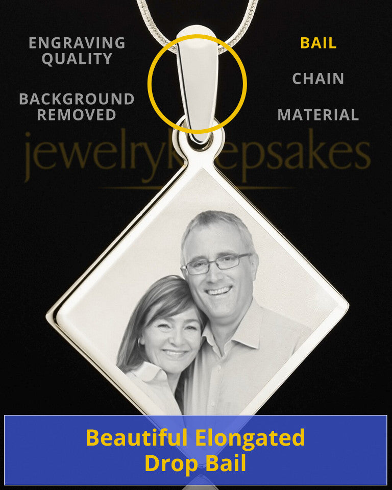 Photo Engraved Diamond Pendant Stainless Steel