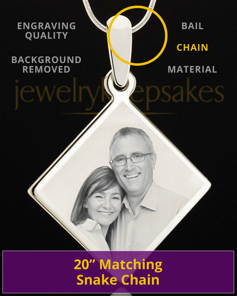 Photo Engraved Diamond Pendant Stainless Steel
