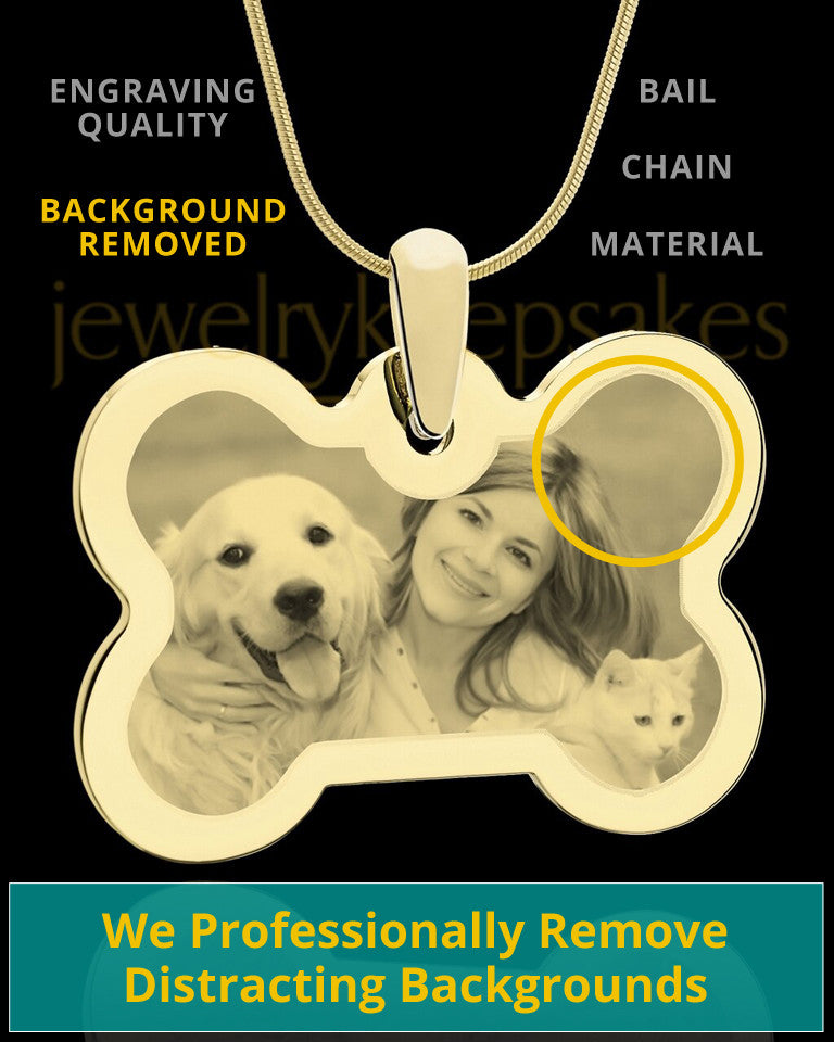 Photo Engraved Bone Pet Pendant Gold Plated